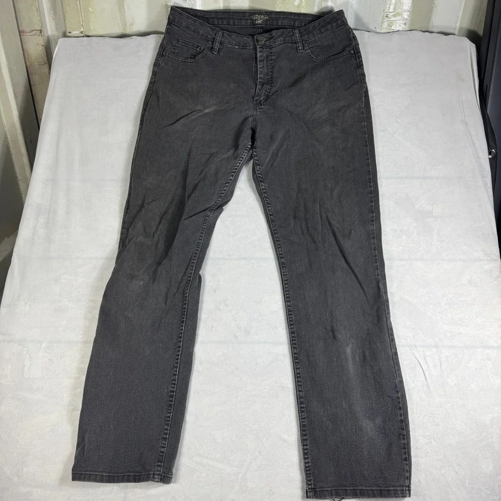 Vintage Riders By Lee Womens Straight Leg Jeans Black Denim 5-Pockets Size 16L